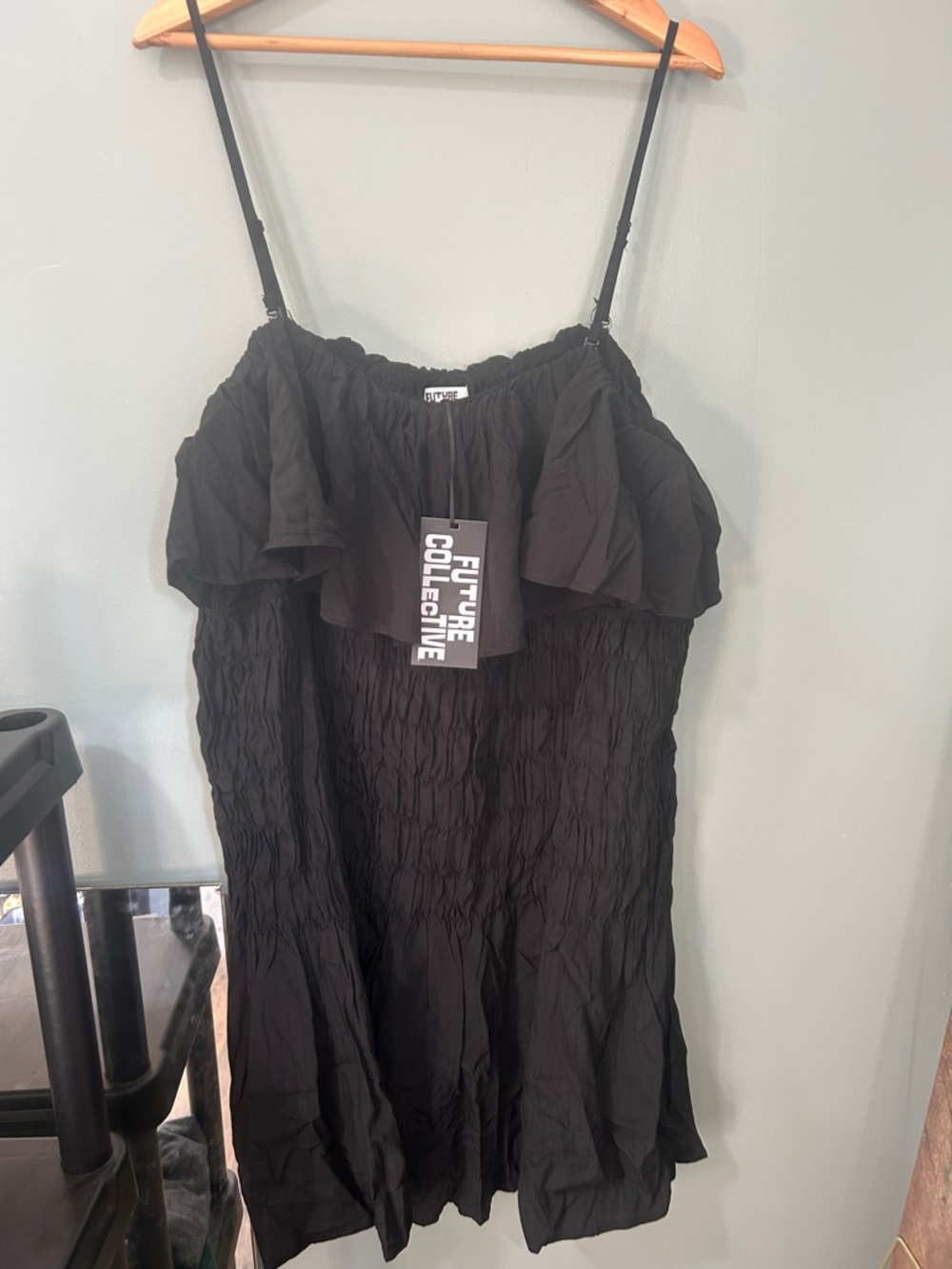 Future Collective Black Ruffle Mini Dress